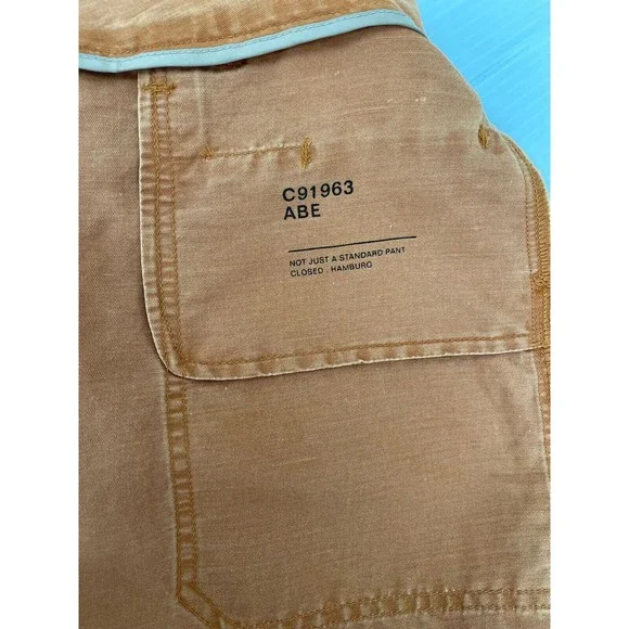 NWT Free People CLOSED Linen Cotton ''Abe'' Preppy Pants Earth Orange Size 34